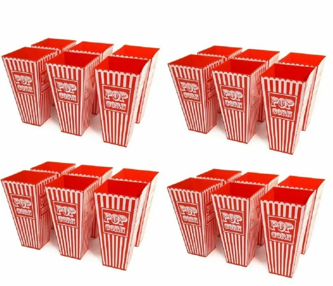 Factory Direct Square Red PP Plastic Popcorn Bucket Food-Grade Reusable Popcorn Bucket