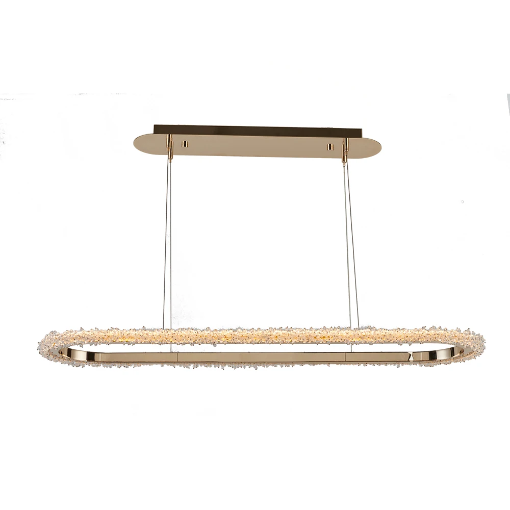 2024 New designer gold crystal oval LED crystal pineapple bead villa pendant lights modern gold chandelier