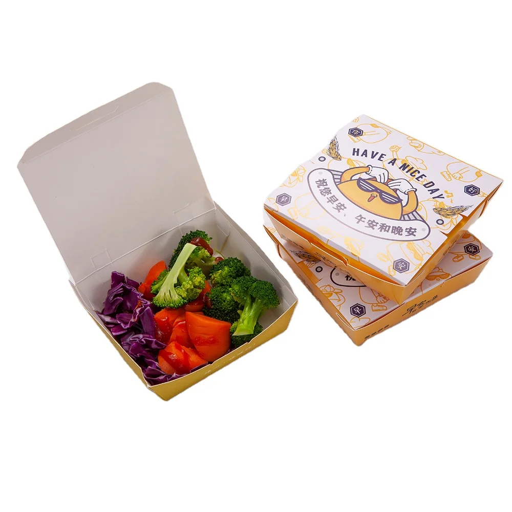 Custom Eco Disposable Kraft Restaurant Chinese Noodle Chicken Packaging Togo Containers Take Away Lunch Packing Food Paper Box