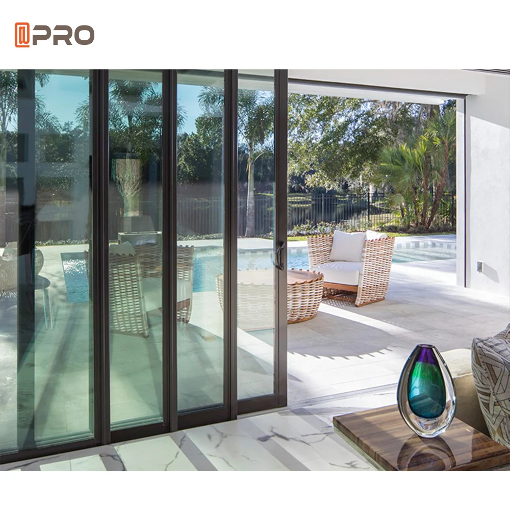 APRO modern pocket doors glass sliding pocket door hardware kit  aluminum frame sliding glass pocket doors system