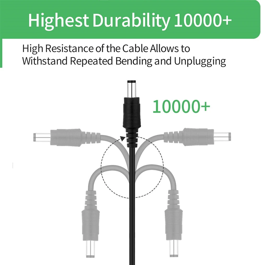 DC Power Splitter Cable DC 5.5mm x 2.1mm Female Jack to 2 Male Plug Y Power Extension Adapter For CCTV Cameras LED Light Strip