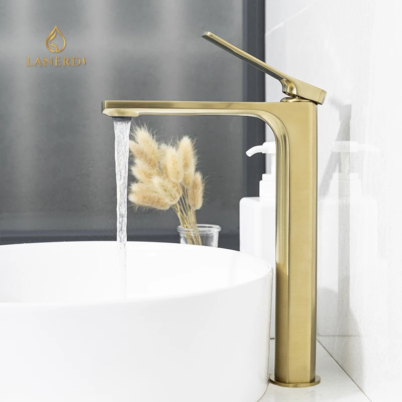 Gold cUPC High Quality Washbasin Cold and Hot Water Single Handle Tall Vessel Sink Vanity Bathroom Basin Faucet Mixer Taps