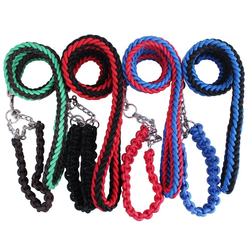 Eight Strand Round Rope Dog Walking Leads Large-Strong Dog Leashes and Collar Sets