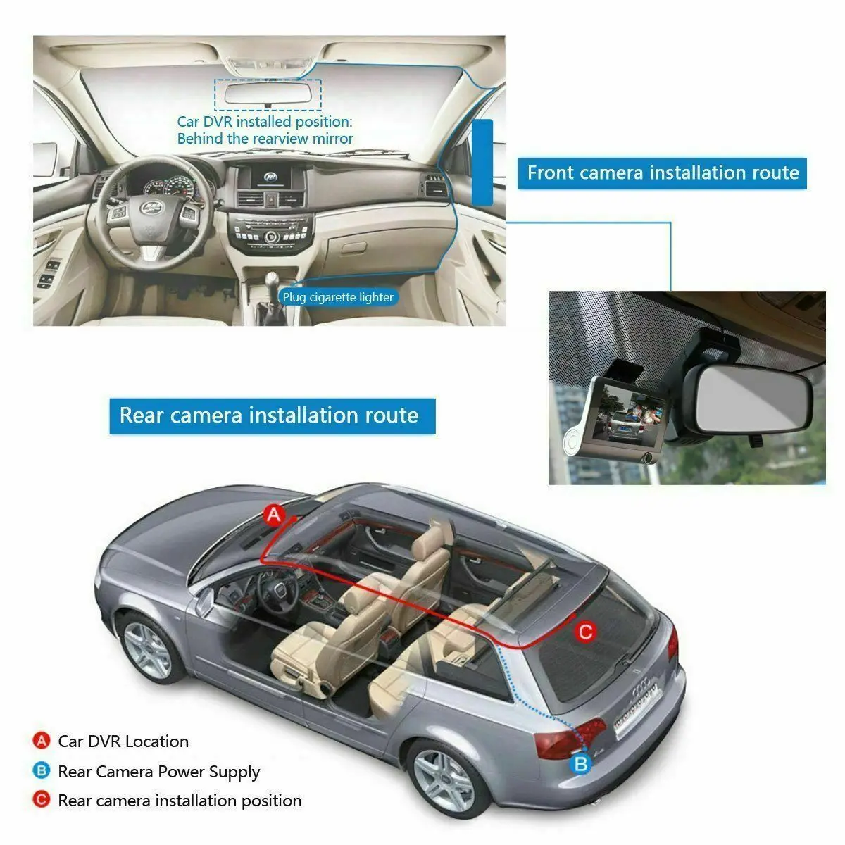  4 дюйма FHD 1080P Автомобильный видеорегистратор 3 объектива камеры Авто Dash Cam ИК ночного видения 170 широкоугольный объектив для вождения автомобиля видео рекордер