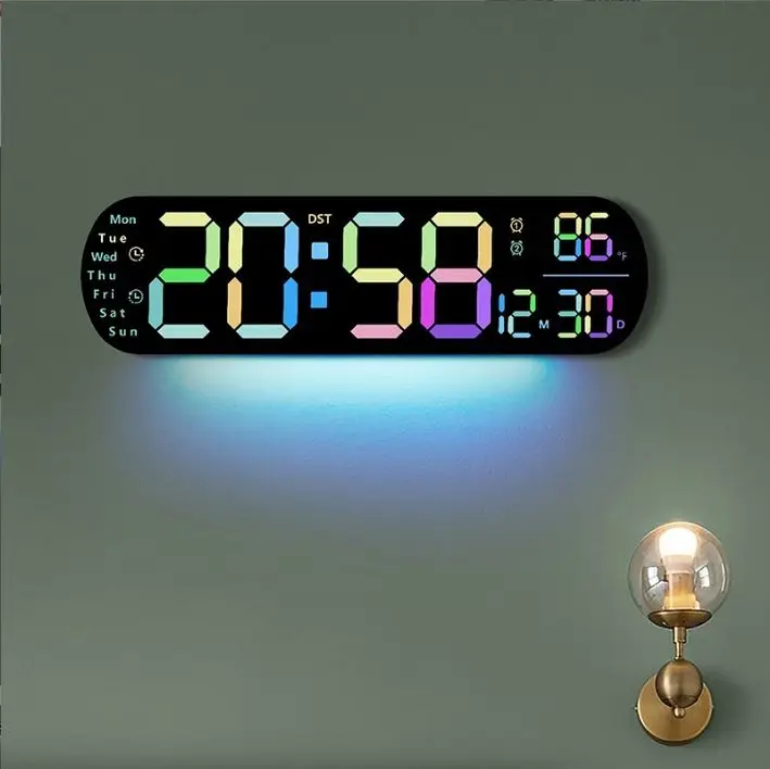 Multi-functional Large LED display Brightness Adjustable Alarm LED Clock Digital Wall Clock Home Decor Office Digital Wall Clock