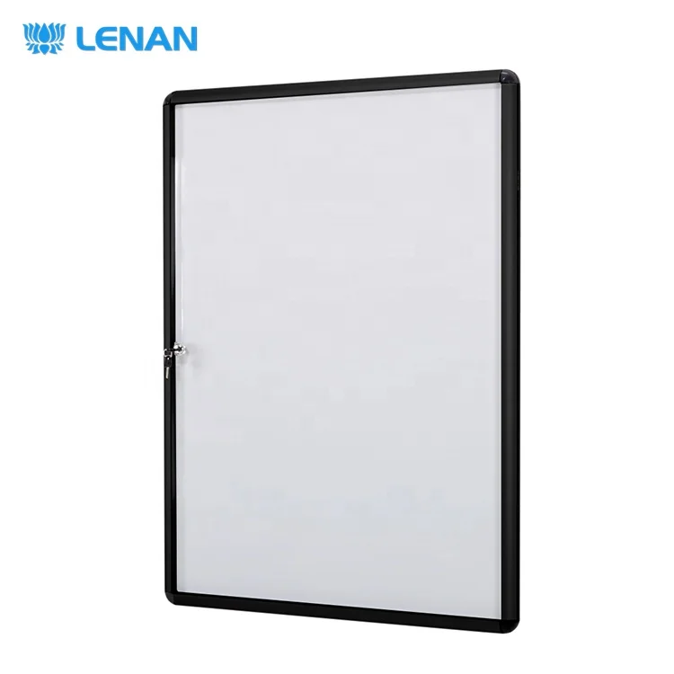 Whiteboard showcase magnetic writing white board enclosed bulletin board wall mount lockable notice board