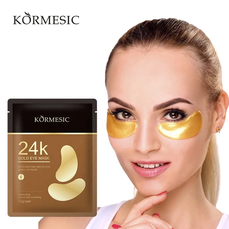 KORMESIC оптовая продажа уход за кожей увлажняющая маска для глаз Антивозрастная отбеливающая повязка коллагеновая Золотая 24 карат