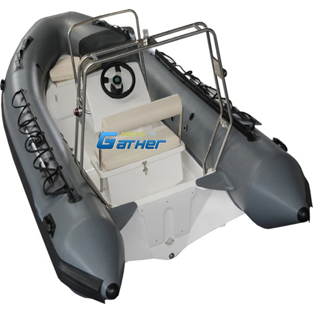 RIB520A hypalon rigid bottom inflatable boat grey color for sale customization acceptable