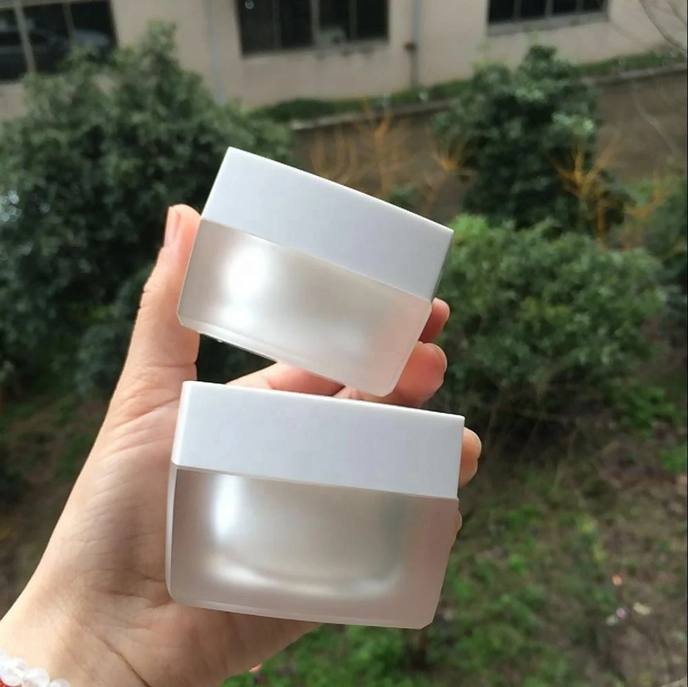
cosmetic packing white square acrylic eye cream jar capsules container 