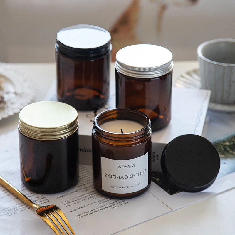 Competitive Price Empty Cosmetic Jars 500ml Wide Base 4oz 6oz Embossed Glass Candle Jar With Screw Cap For Massage Oil