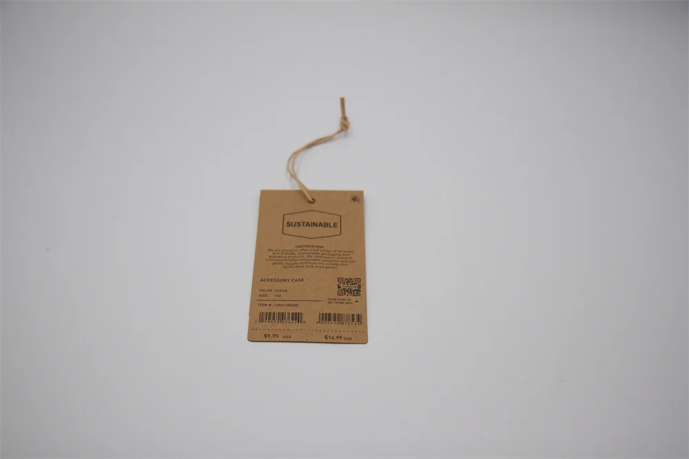 Recycled Kraft Paper Cardboard Hang Tag String Garment Tag