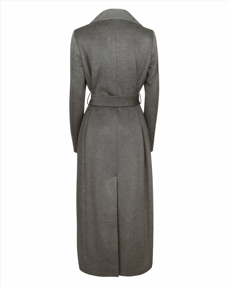 Europe Fashion Cashmere Long Coats Woman Wear Wool Blend Coat Wholesale Coat with Belt