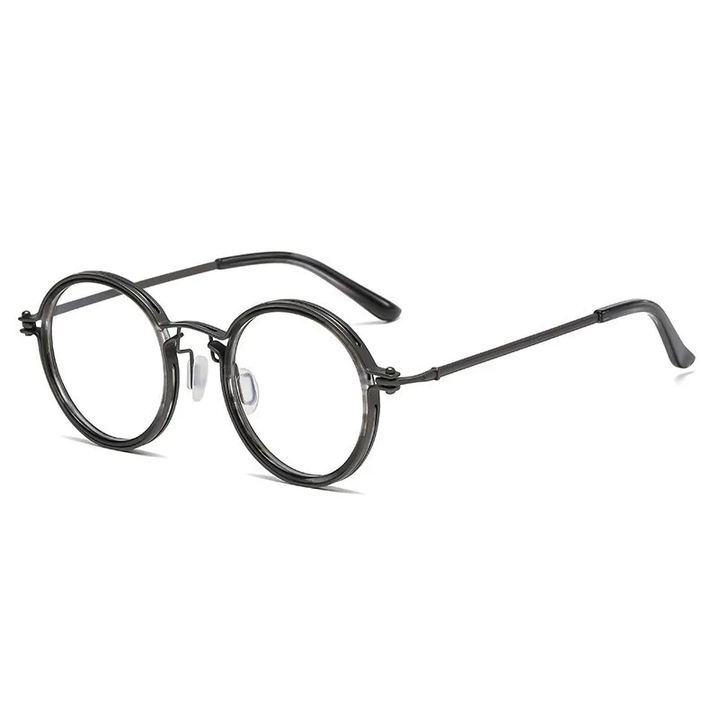 New Fashion Retro Metal Glasses Frame Black Round Flat Light Glasses Women Wholesale Anti Blue Light Eyeglasses Man
