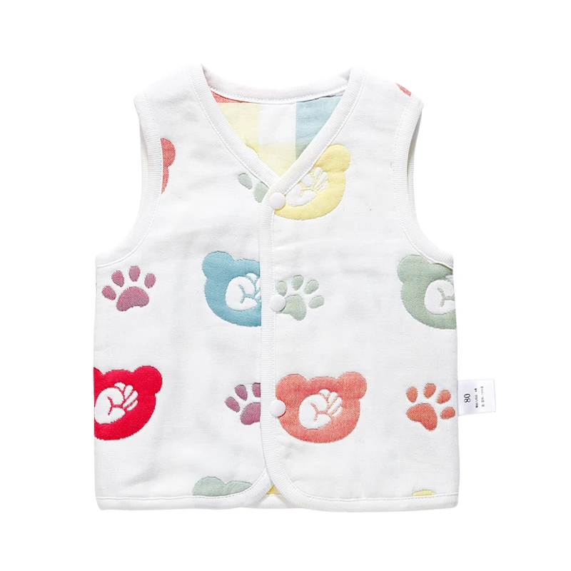 
China Supply Spring Baby Vest 100% Cotton Reversible Kids Gauze Vest 