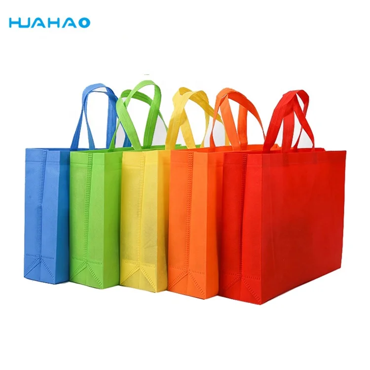 Huahao tote bags custom printed recyclable fabric non woven shopping bags with logo