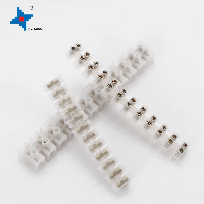 Screw Terminal Blocks 12 Ways Polyethylene 3A 6A 10A 16A 20A 30A Brass Wire Terminal Connectors