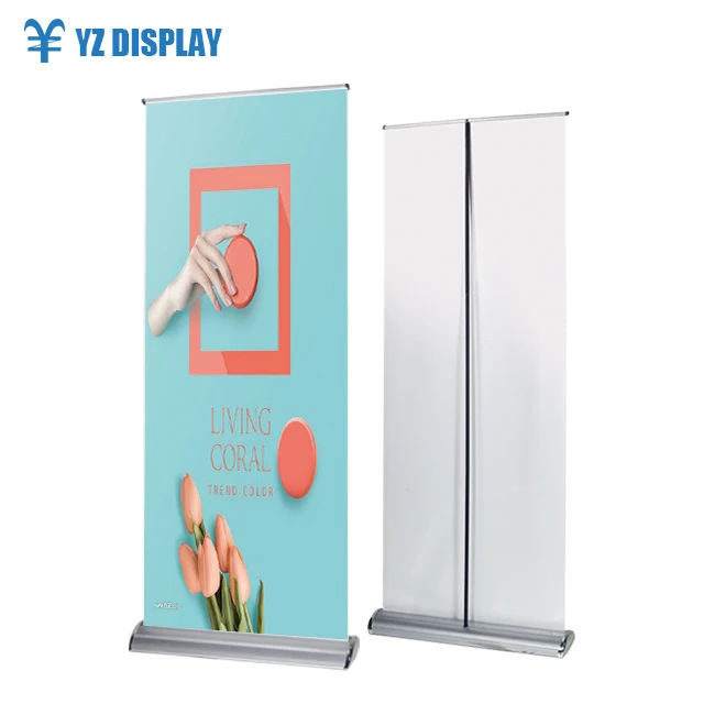 High quality wide base double sides supermarket aluminum promotion banner advertising roll up display