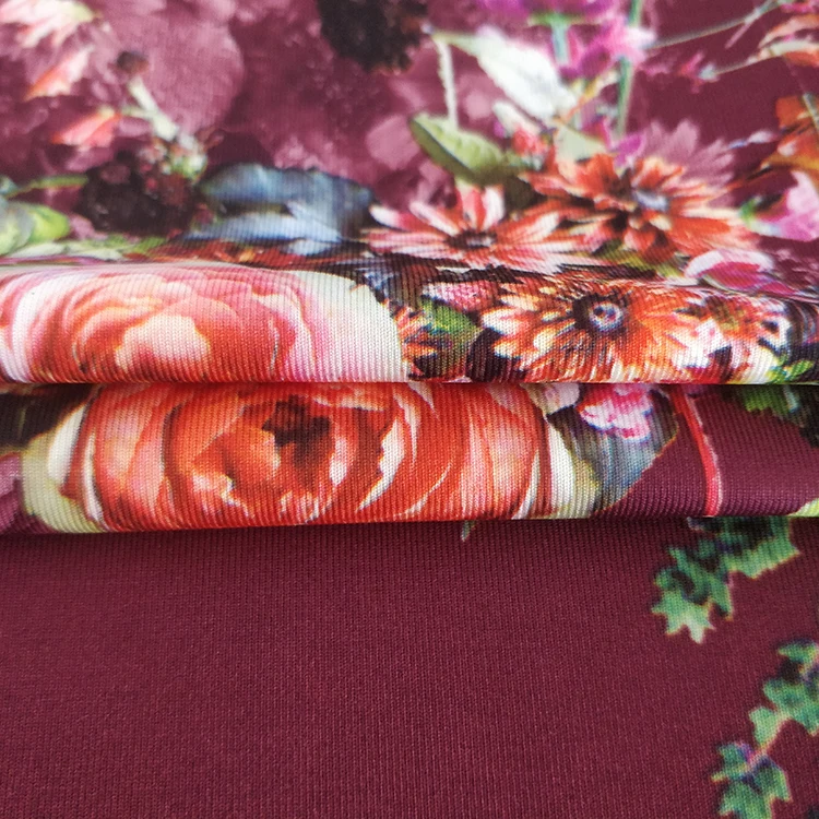 Good quality knitted 100D 4 way stretch spandex digital printed milk silk fabric for women