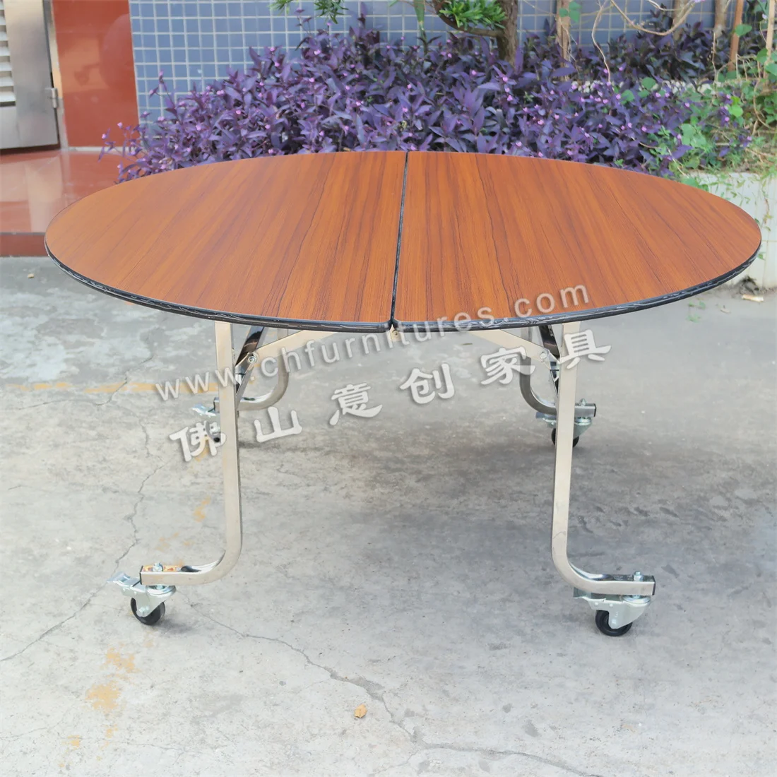 Manufacturer buffet table HPL metal folding hotel banquet tables with roller