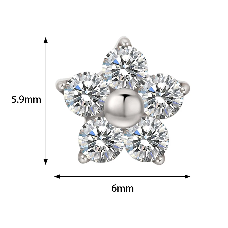 Cute Fashion G23 Titanium Piercing Cartilage Earring Labret  Flower 16G Internally Threaded Lip Ring Top Jewelry