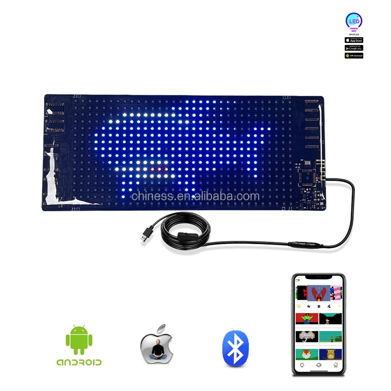Rechargeable Flexible Programmable Hanging LED Display Light Up Moving Messages LED panels for car windows or store