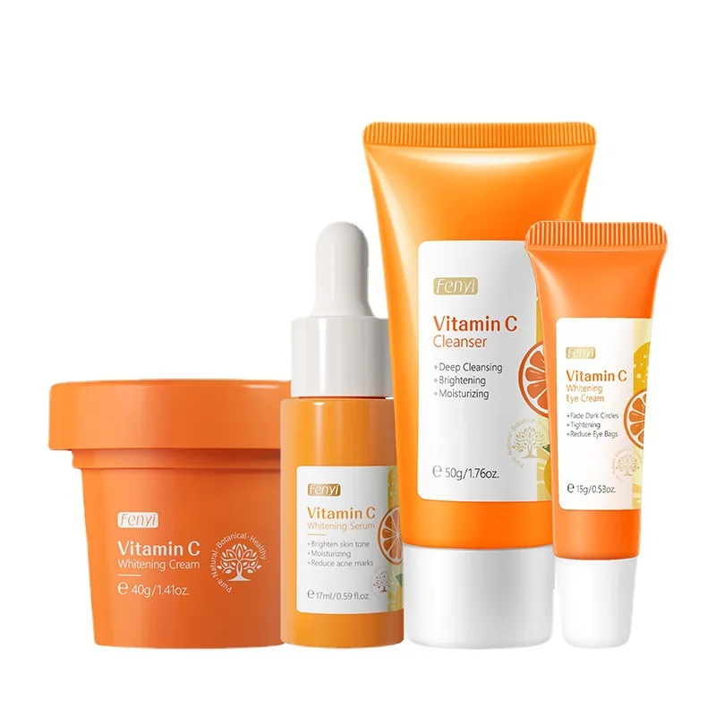 Vegan vitamin c skin care series vit c serum facial cream face wash deep cleansing briahtening moistunzing skin care products