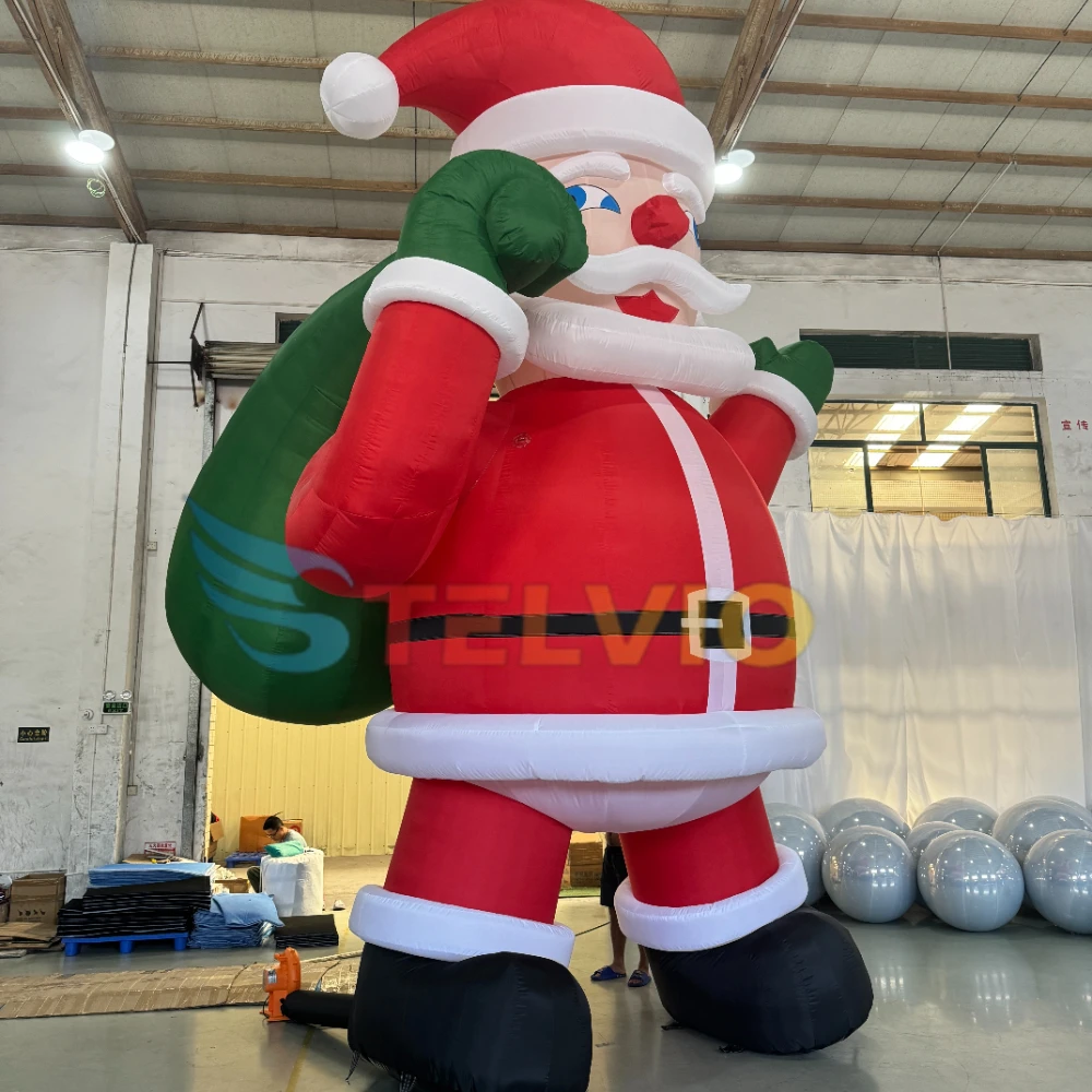 Giant Custom Christmas Inflatable Decoration Large Christmas Inflatable Santa Claus With Gift Bag Model