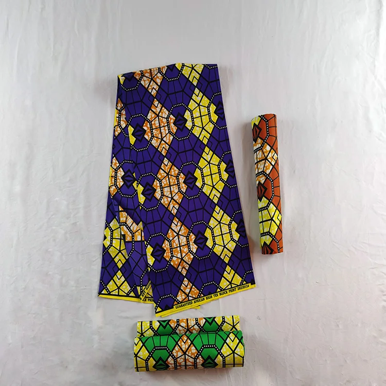 New ArrivalMaterial African Cotton Polyester Wax Stock cloth Prints Fabric Real Wax 6 Yards