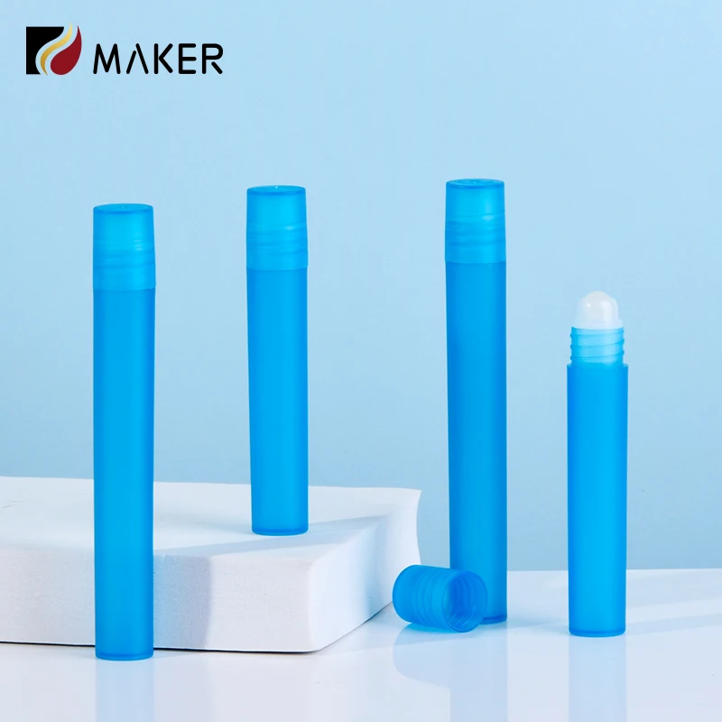 Wholesale 8ml 10ml luxury refillable empty plastic PP roll-on perfume eye essential oil roll on bottle with glass roller ball