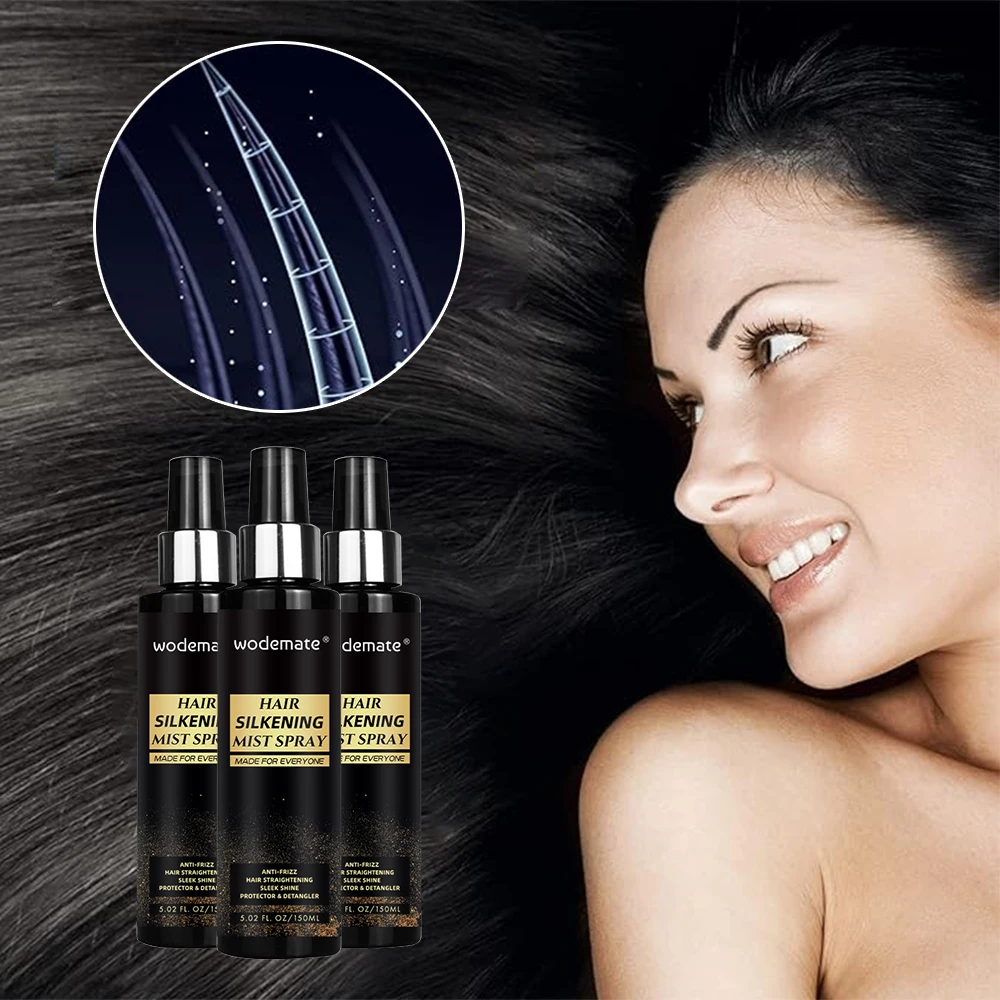 Wodemate Private Label Silkening Mist Hair Spray Leave In Hair Styling Strong Soft Hold Hair Spray