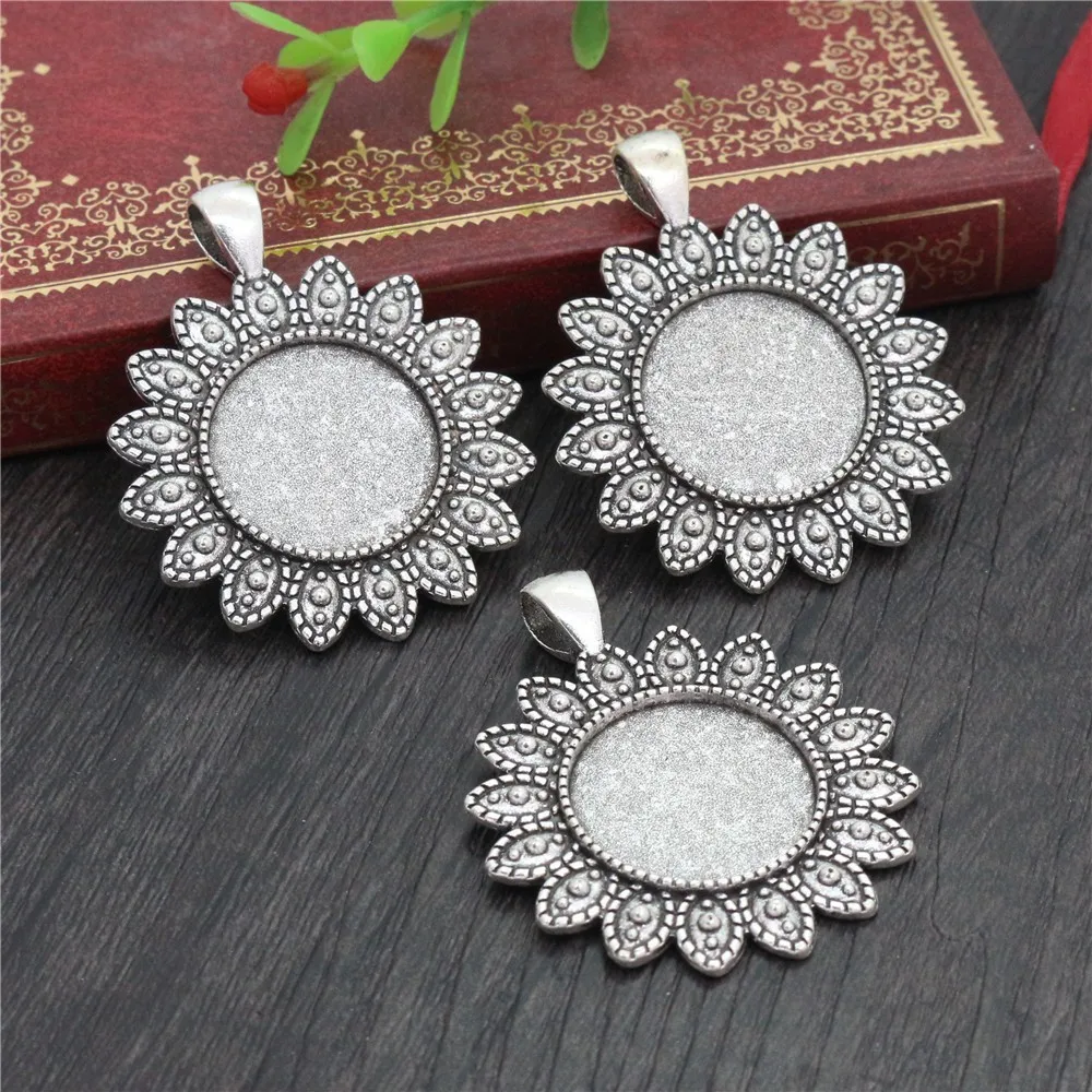 Silver pendant sunflower metal necklace pendant sublimation Aluminum disc Sublimation pendant