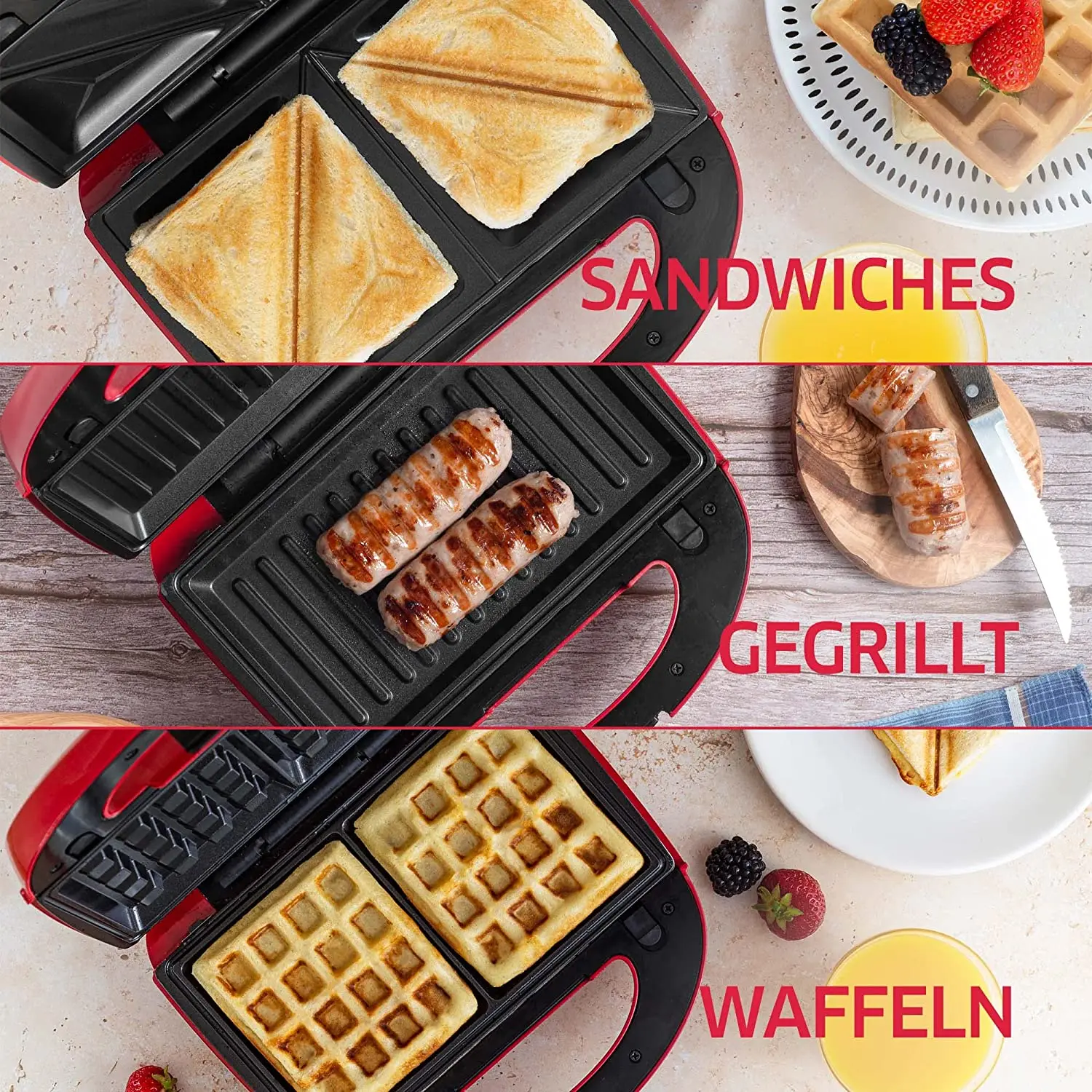 Maibo 2023 New Design 3 in 1 Breakfast Sandwich Maker