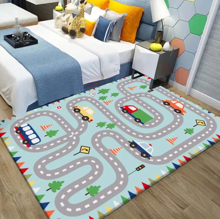 Custom Bedroom Foldable Kids Play Road Map Eco-friendly Printed Mat Children Carpet Price