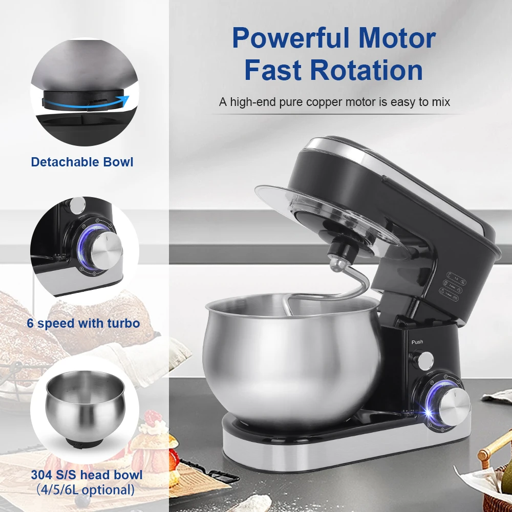 Manufacturer 5L 6L Automatic Standing Cake Mixer Dough Kneading Machine Bread Dough Stand Food Mixer