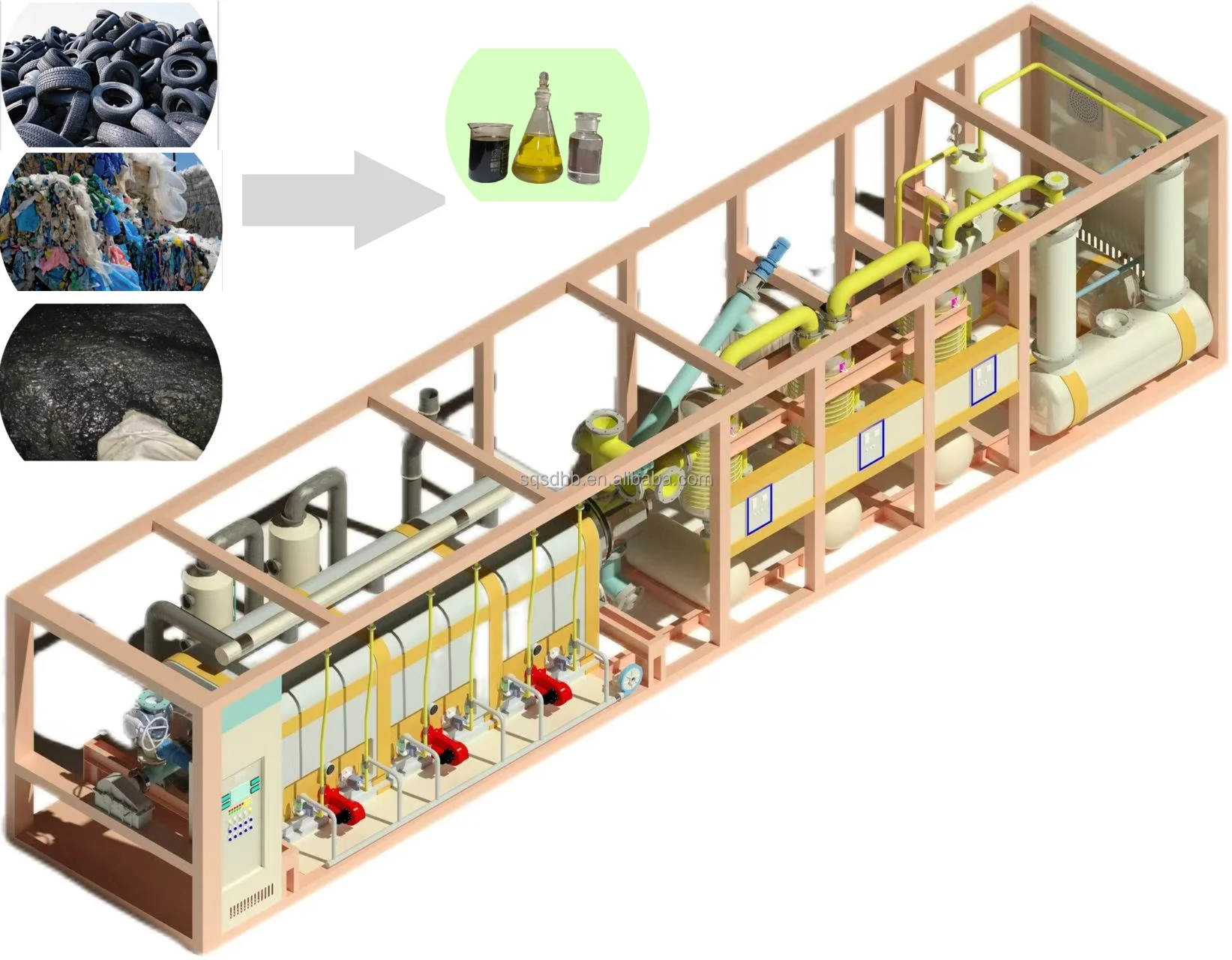 Waste Tire And Plastic Recycling Pyrolysis Oil To Diesel Distillation Plant With Extraction Tech