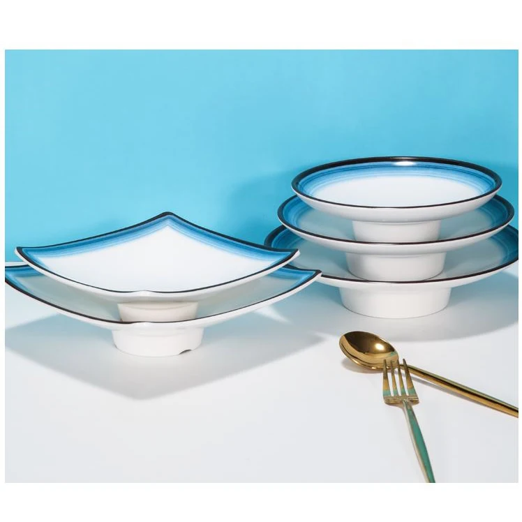 Round Cake Stand Set Blue Melamine Cake Display Stands Dessert Cupcake Display Tray Pie Stand