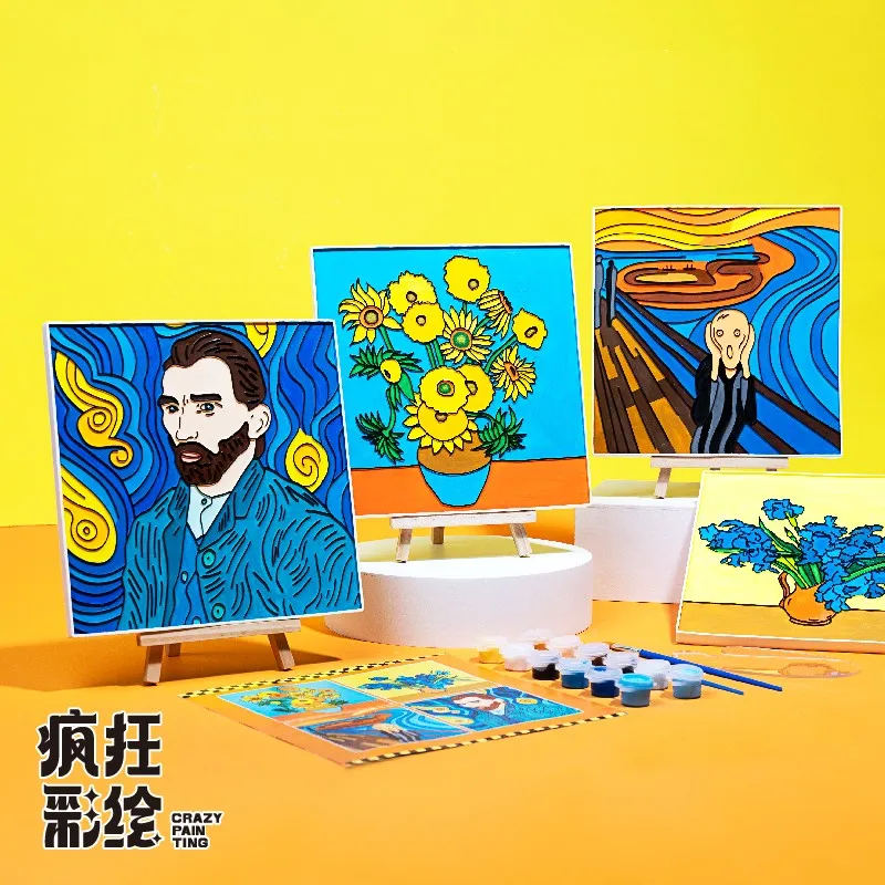 crafts diy child fine arts drawing toy 2024,World Famous Paintings plaster painting,kid handmade education coloring toy kit,gift