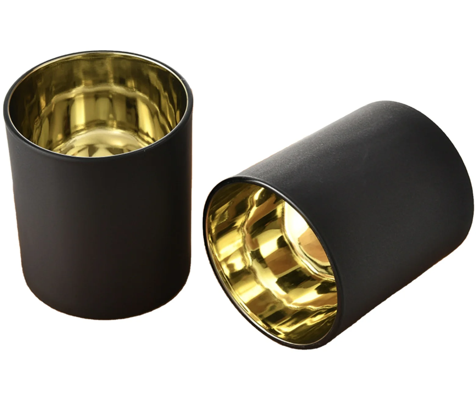 wholesale 10oz empty glass jars for candle making plating gold black candle jar very cheap glass candle jar