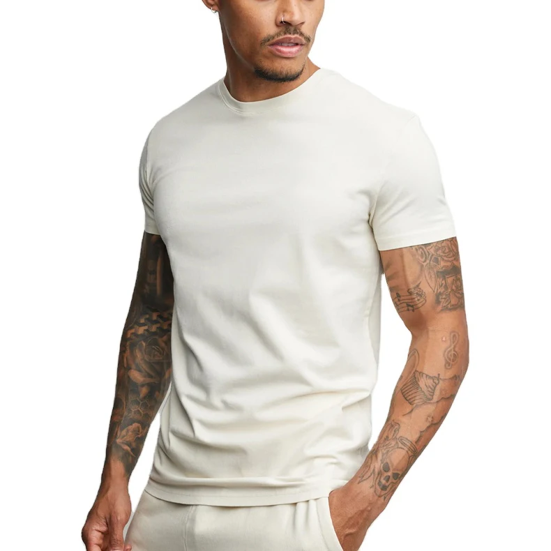 OEM hot sale  Mens  custom printing Muscle Blank  gym Tshirt Curved Hem Slim Fit Tshirt for men