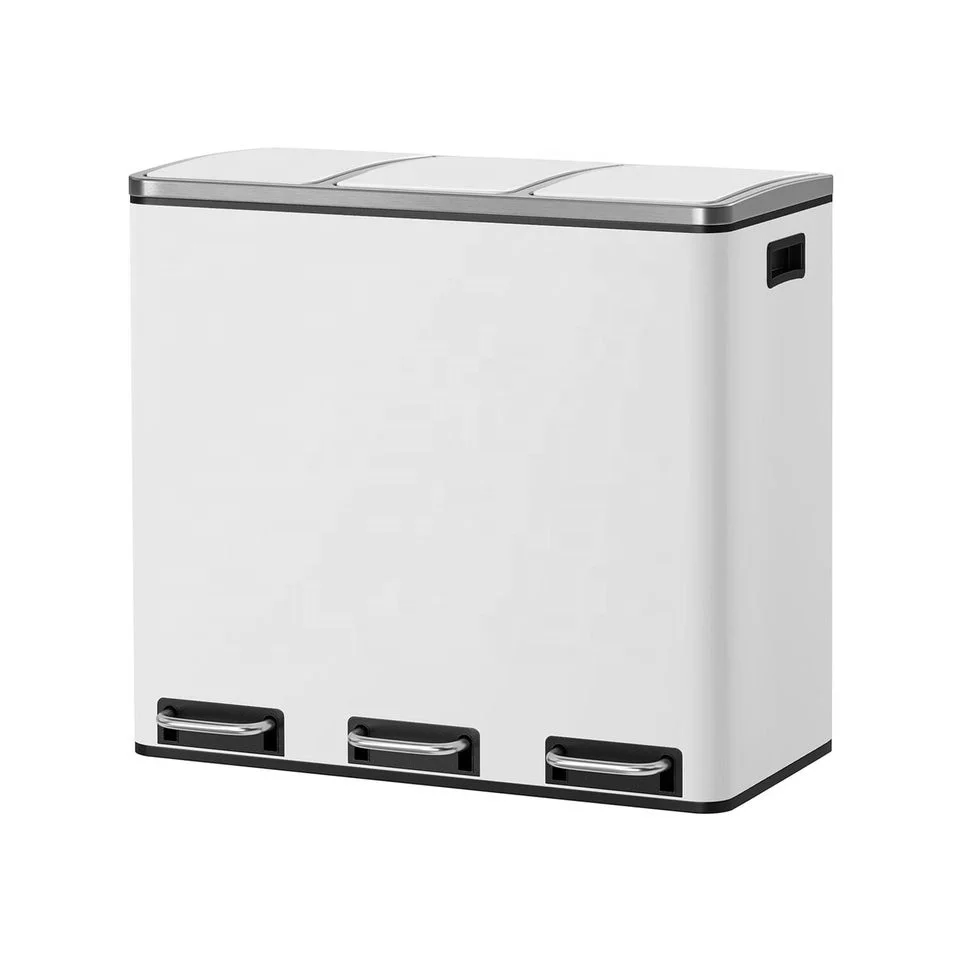 54L(18Lx3) Stainless Steel Dual Compartment Pedal Bin Trash Can Recycling Bin