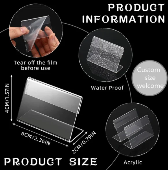 Custom  L Shape Transparent Acrylic Business Name Card Holder for Office