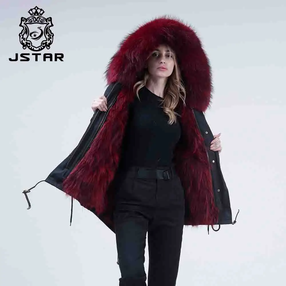 Raccoon Fur Parka Women Fashion Design Winter Long Jacket Fur Lined Coat with Real Raccoon Fur Hood