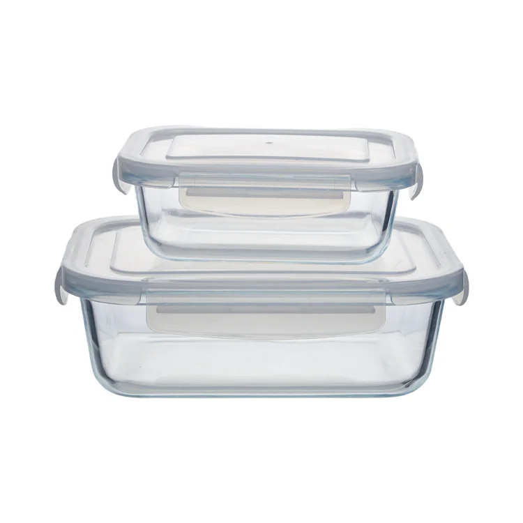 Ultra Large Capacity Exquisite Square Glass Containers For Food Storage High Borosilicate Glass Food Bento Lunch Box With lids