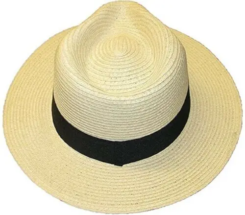 Mens Ladies Fedora Crushable Straw Panama Style Sun Hat Summer Hat