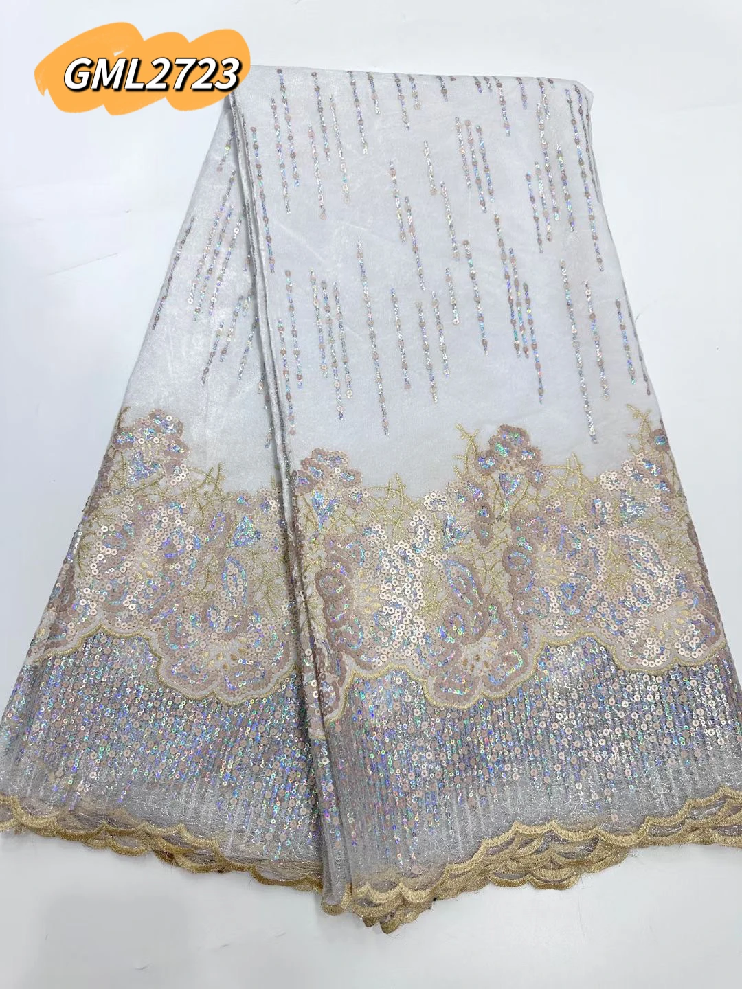 inmyshop 2023 African Sequins Velvet Lace Soft with beads High Quality Stretch Embroidery Nigerian Lace For Bridal Dress Made