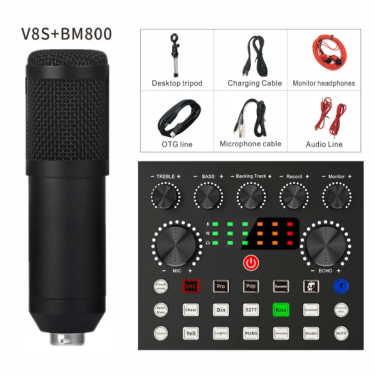 Горячая продажа Amazon USB V8 V8S звуковая карта BM-800 Starter Kit K1 Звуковая