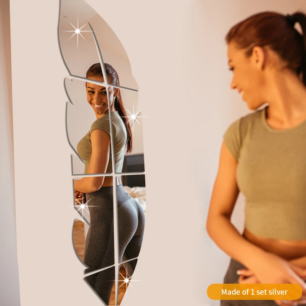 FUNLIFE 3d 140*35 cm Whole Body Mirror Sticker Removable Decoration mirror Self Adhesive Mirror Stickers for Bedroom Decor