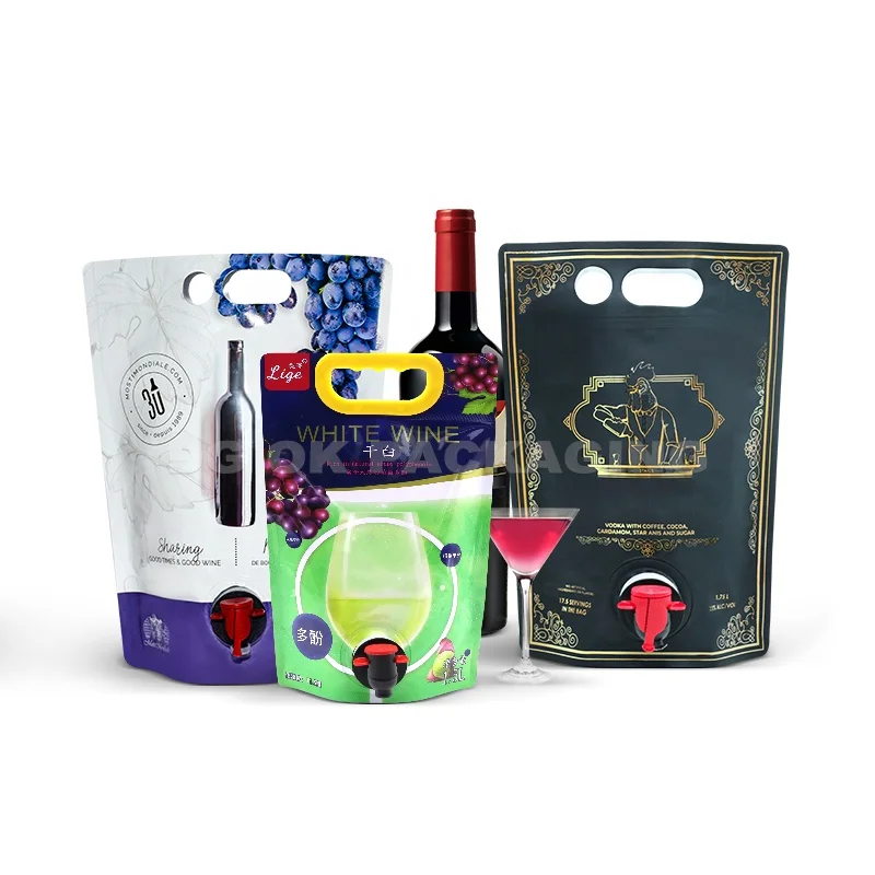 Bib Bag Wine Juice Drinks Oil Packaging Bag in Box Aluminum Foil Aseptic 1L 3L 5L 10L 20L 220L Heat Seal Beverage Customization