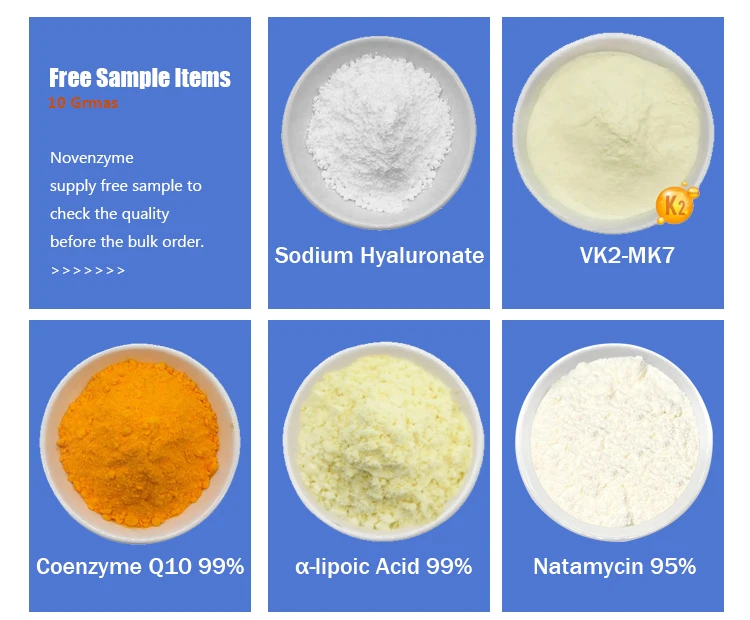 Novenzyme Supply Bulk Cosmetic Raw Material Pure Sodium Hyaluronate Hyaluronic Acid Powder