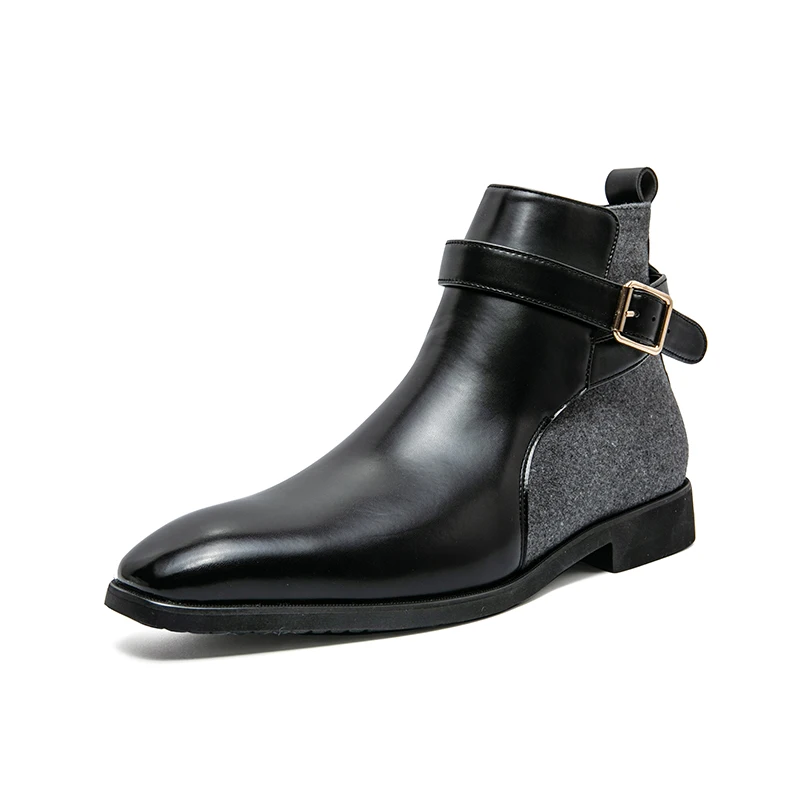 Fashion Dress Boots For Men Genuine Leather Pointed Toe Casual Dress Ankle Boots Shoes Big Size 48 Outdoor Shoes